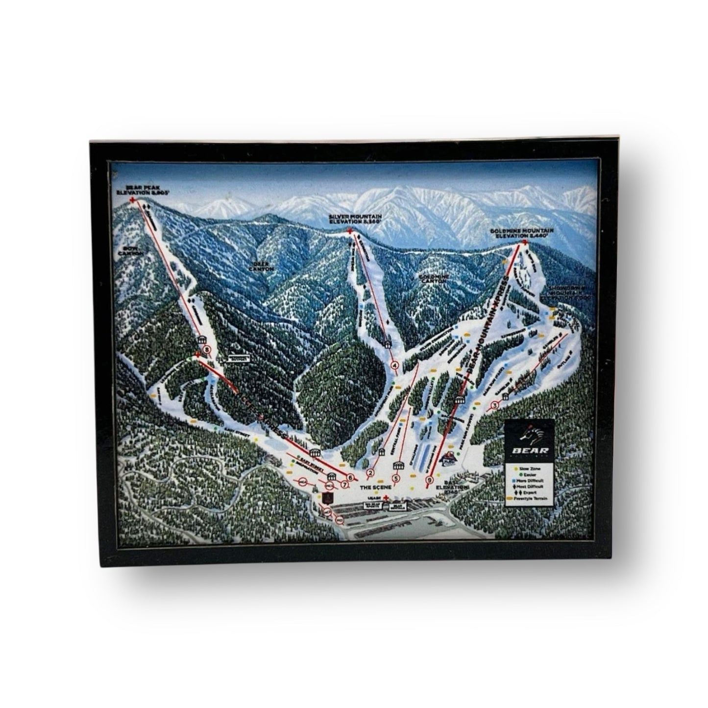 Bear Mountain winter trail map on a magnet