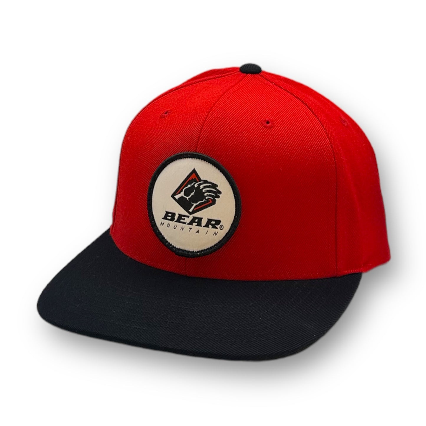 Red Cap, Black Bill w/ core Bear Mountain Logo Embroidered patch