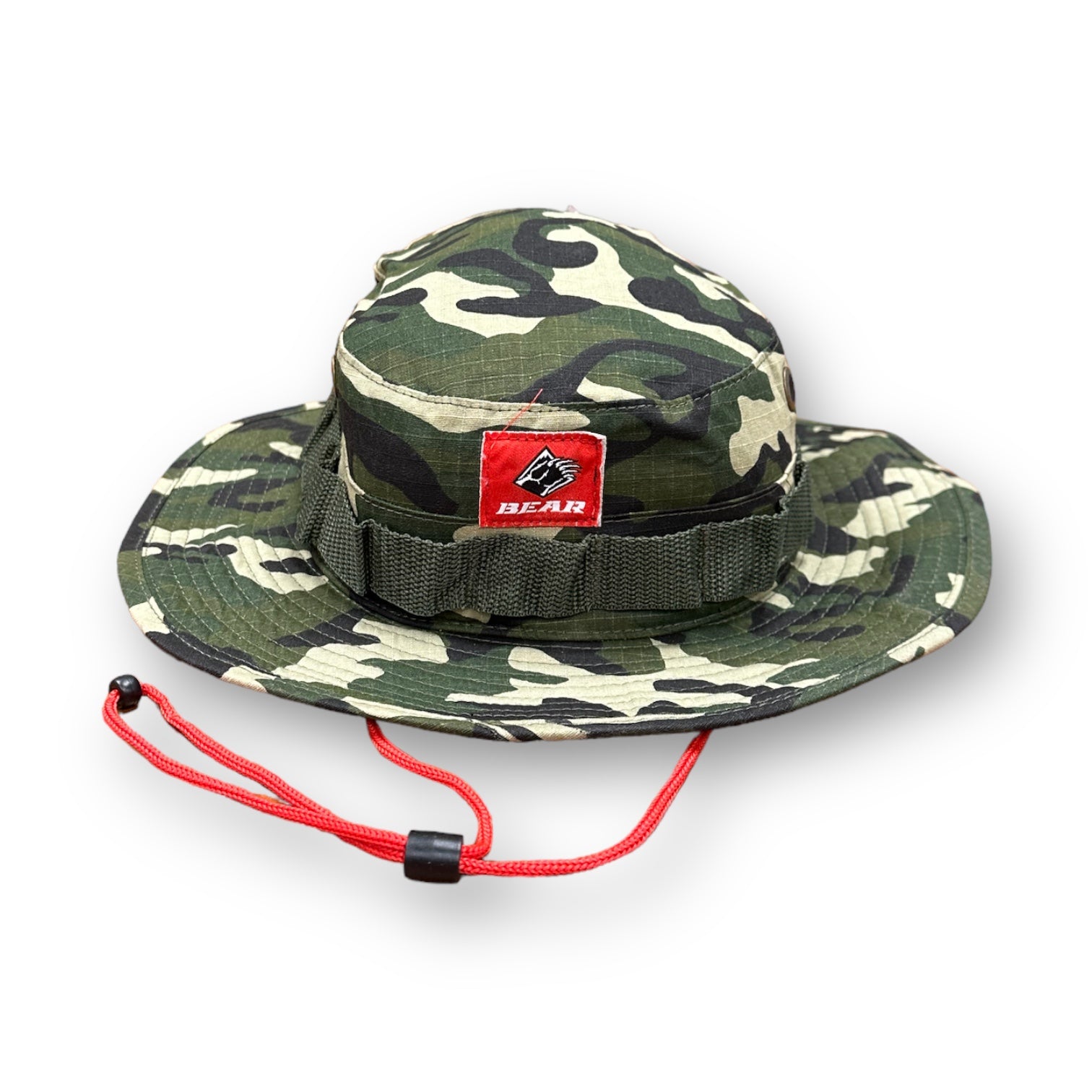 Bear Mountain Boonie Hat in camo with red drawstring