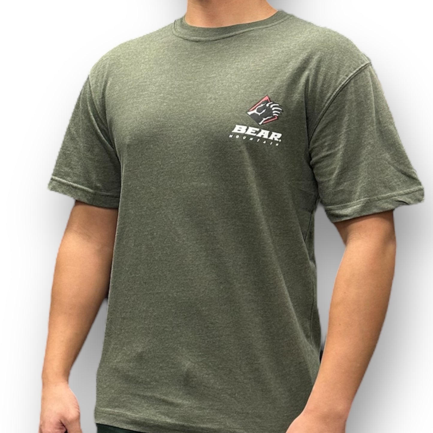 Bear Mountain Heather Green Long Sleeve-T with Bear Mountain Logo on Front