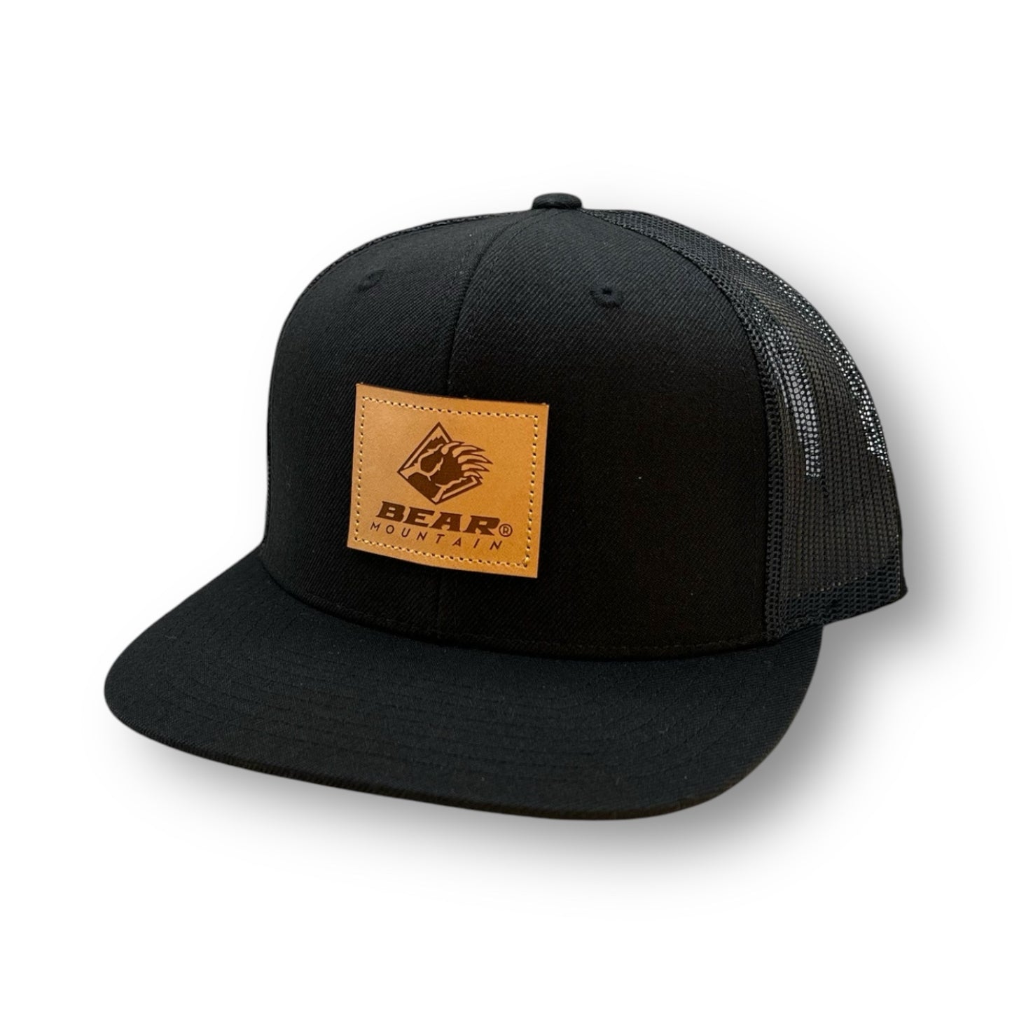 Flat Bill, Woven in Leather Bear Patch w/ Bear Mtn. Logo