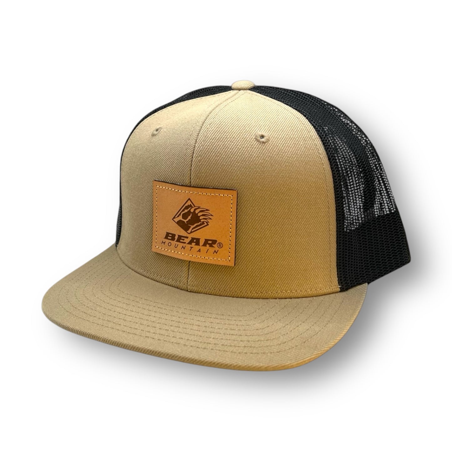 Flat Bill, Woven in Leather Bear Patch w/ Bear Mtn. Logo