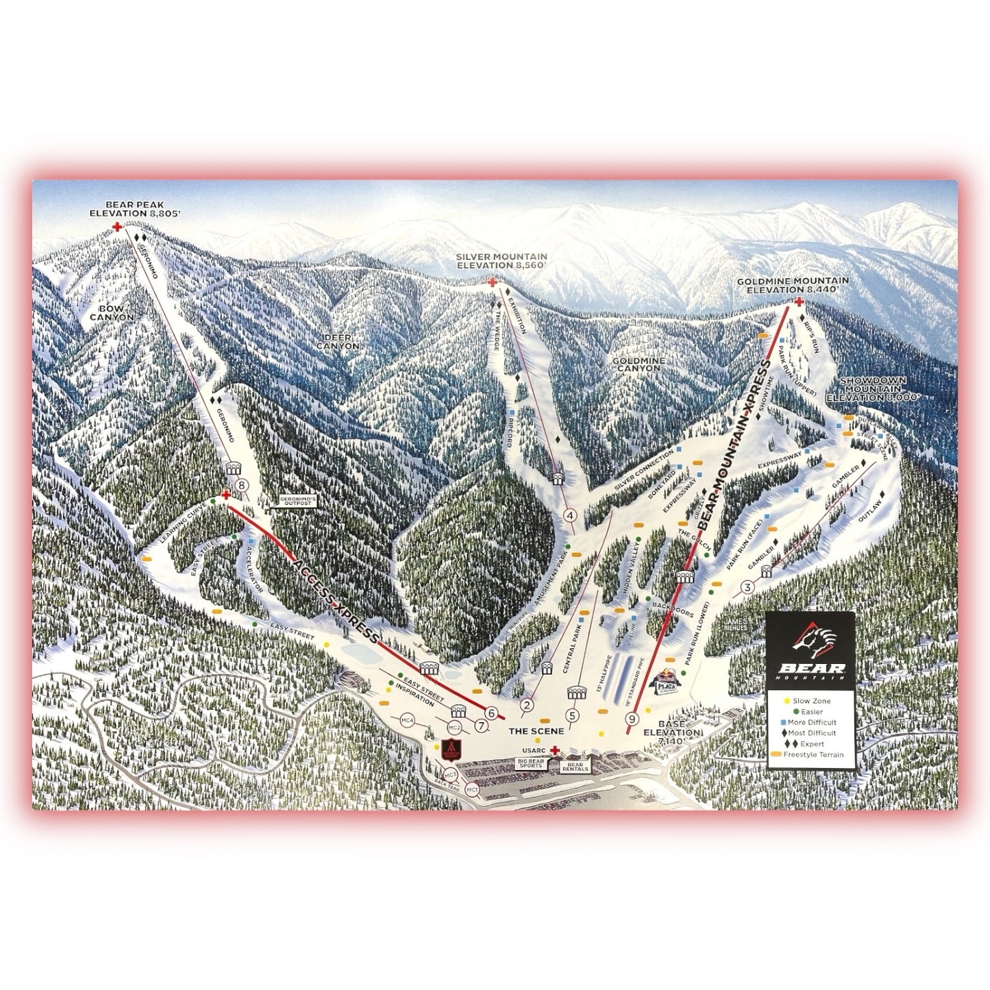 Bear Mountain winter trail maps poster