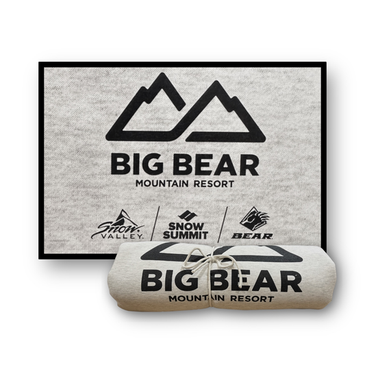 Big Bear Mountain Resort sweartshirt blanket in oat color