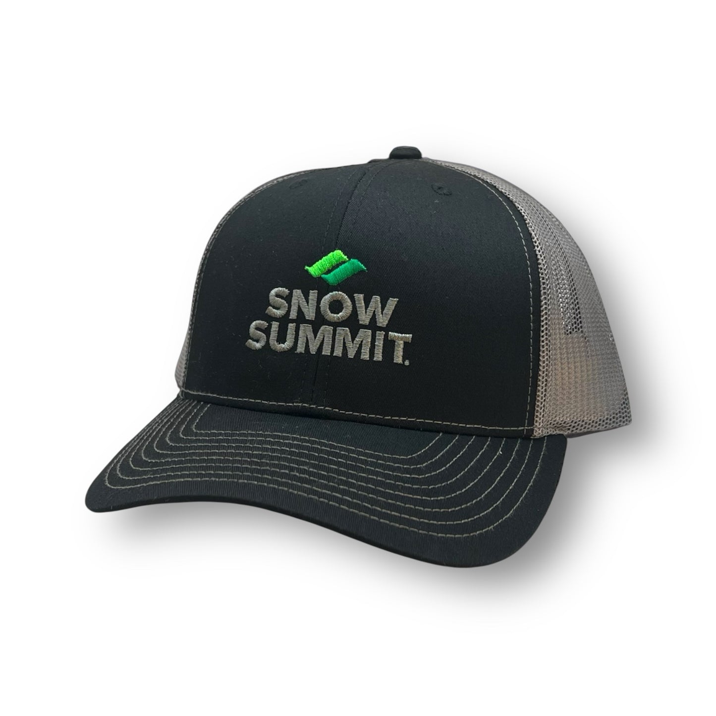 Black Cap w/ Charcoal stitching, Mesh & SS Core Logo. Pre-curved Bill