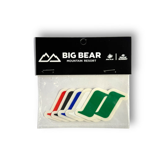 5-pack of Snow Summit logo stickers in different colors (red, blue, green, white, black)