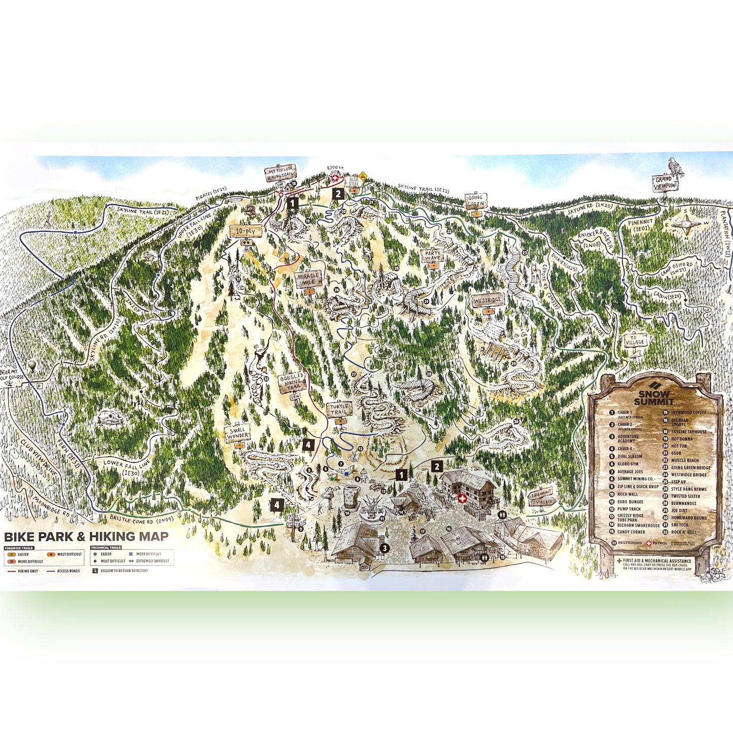 Snow summit summer trails map poster