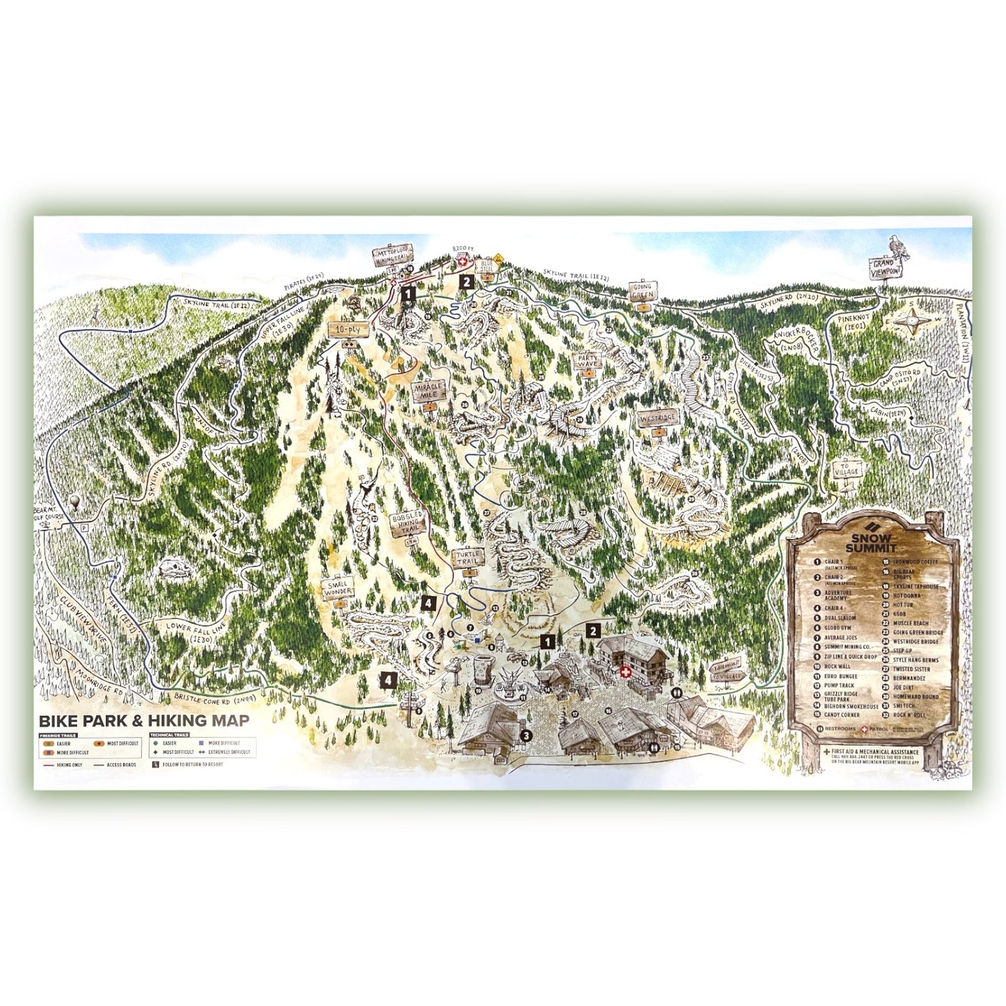 Snow summit summer trails map poster