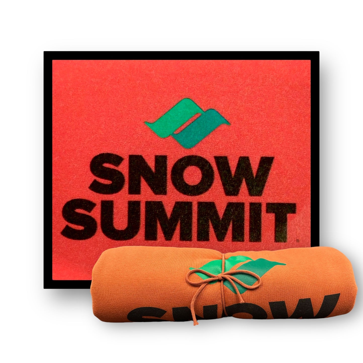 Orange blanket with Snow Summit logo in black and green