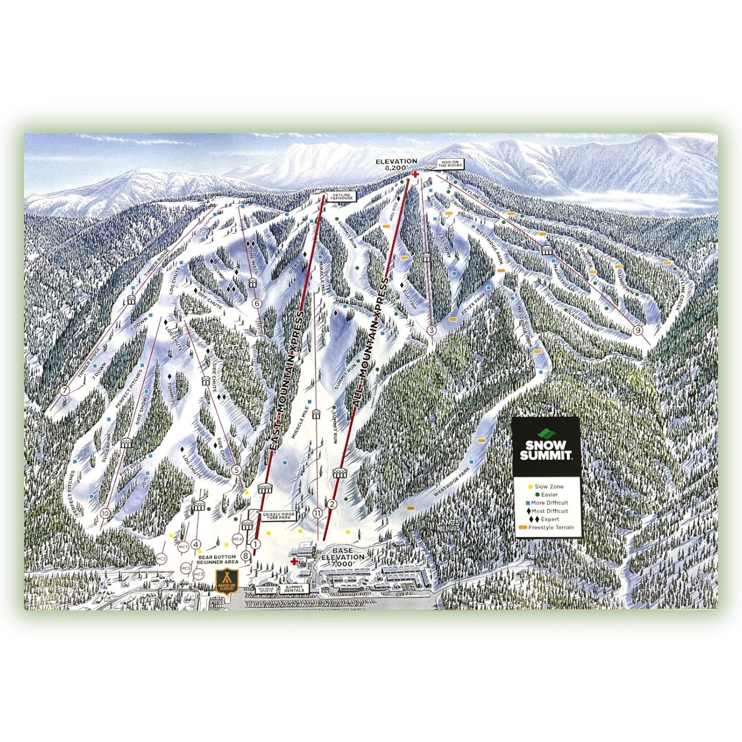 Snow Summit winter trails poster