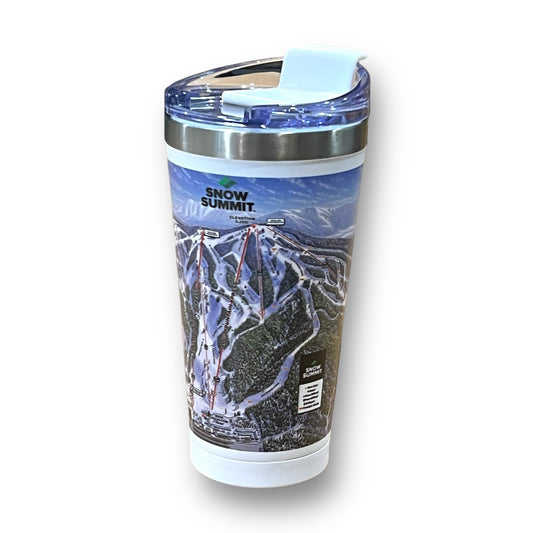 Snow Summit trails map tumbler with white base