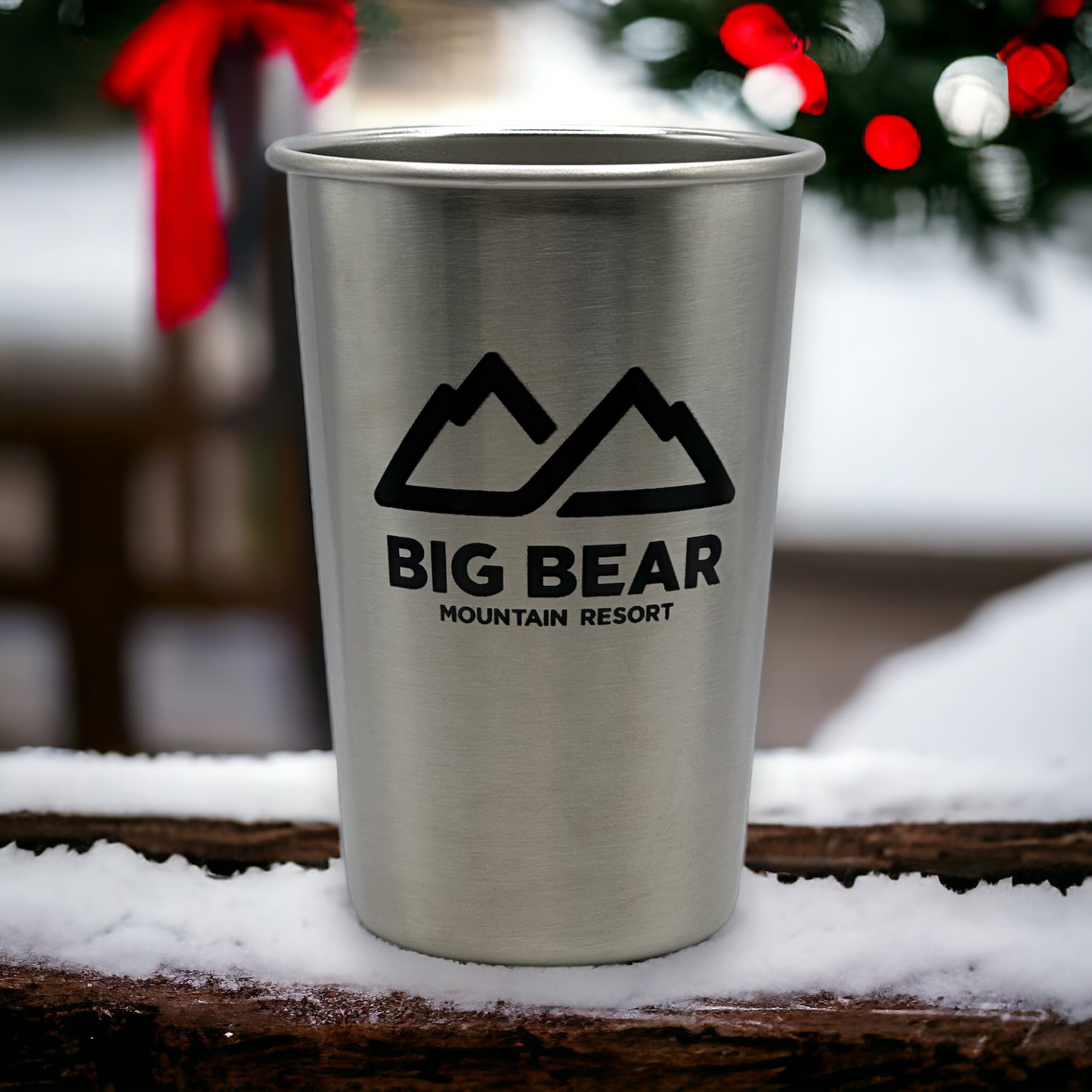 Klean Kanteen Stainless steel 16oz Cup with 3 Big Bear Mountain Resort mountain resort logos.