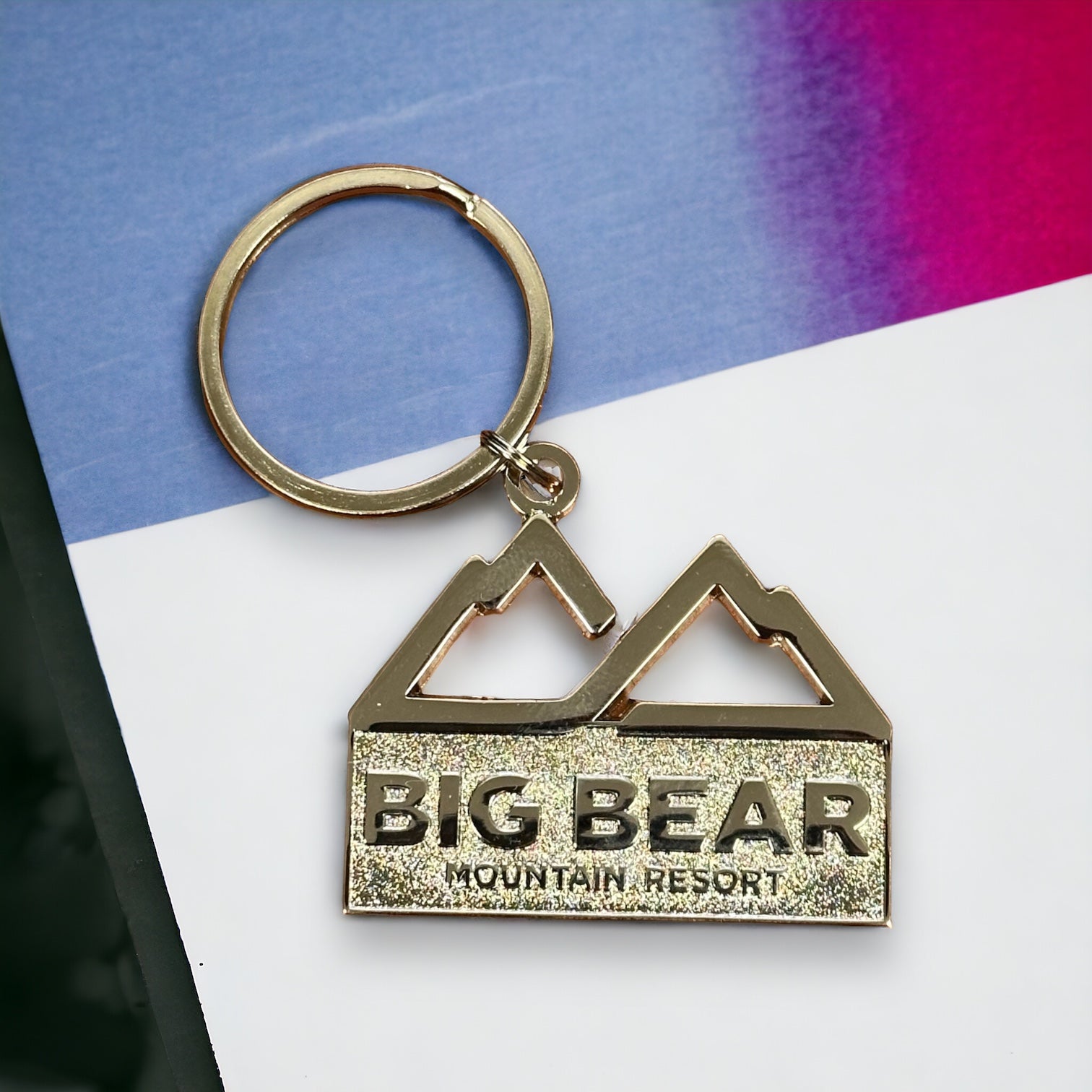 Big Bear Mountain Resort metal logo keychain in silver