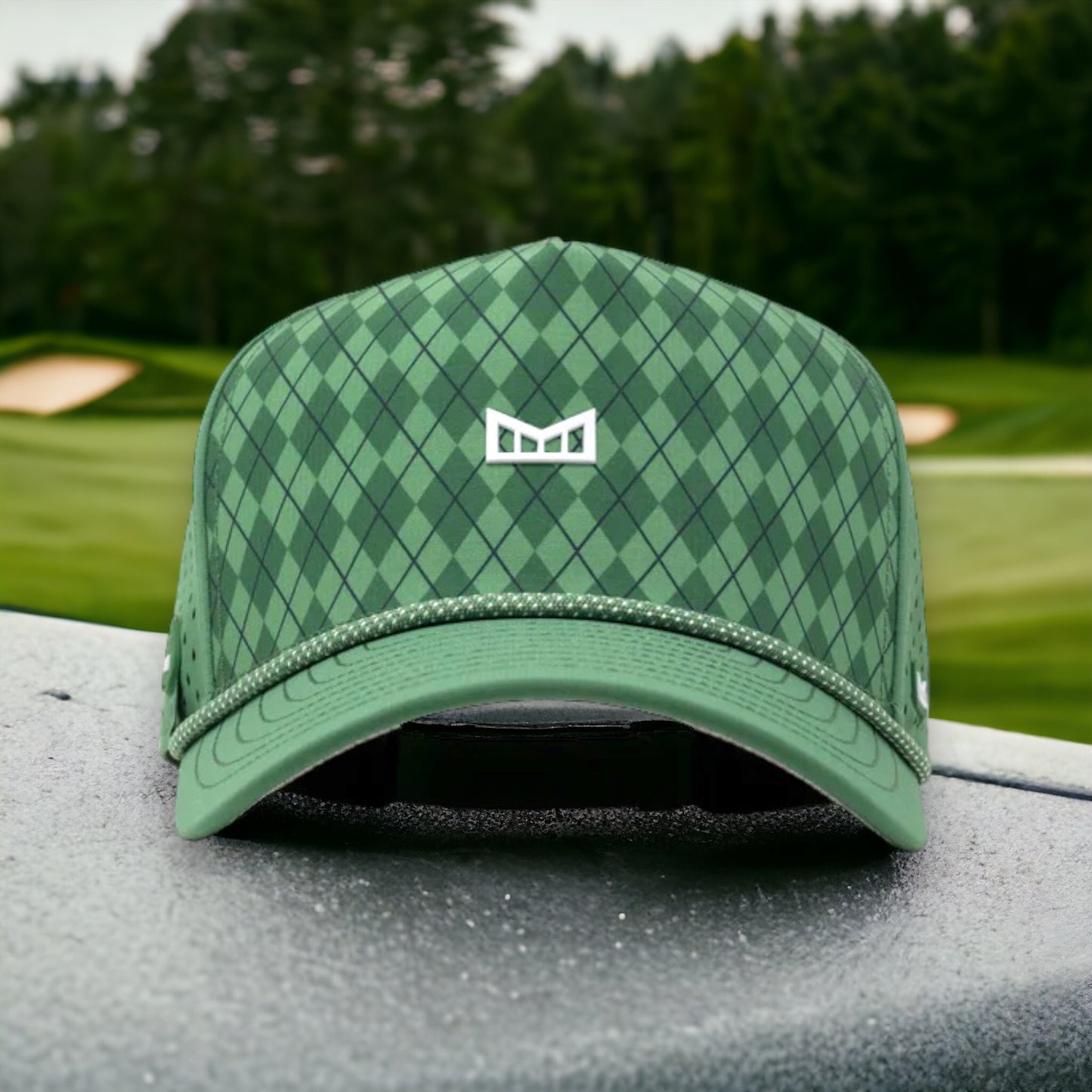 Melin green snapback hat in argyle pattern