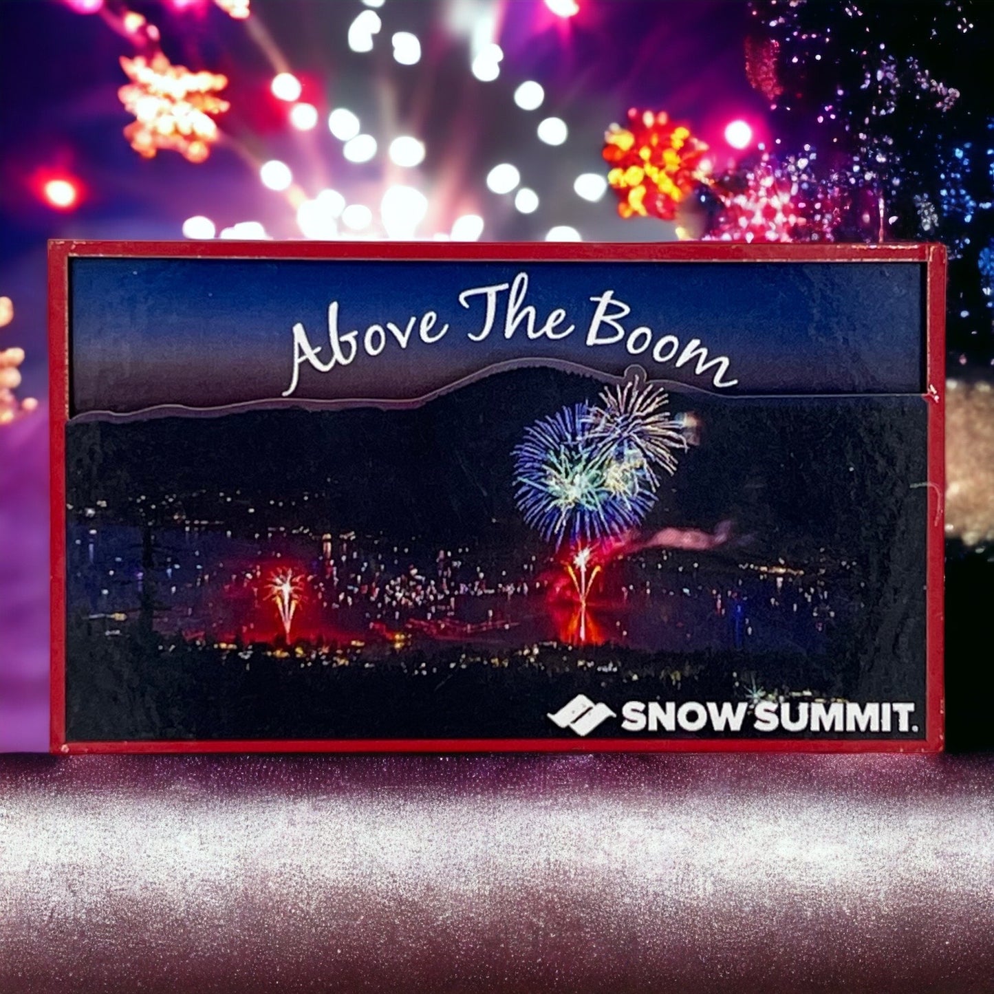 Above The Boom fireworks over the Big Bear Lake and Snow Summit.