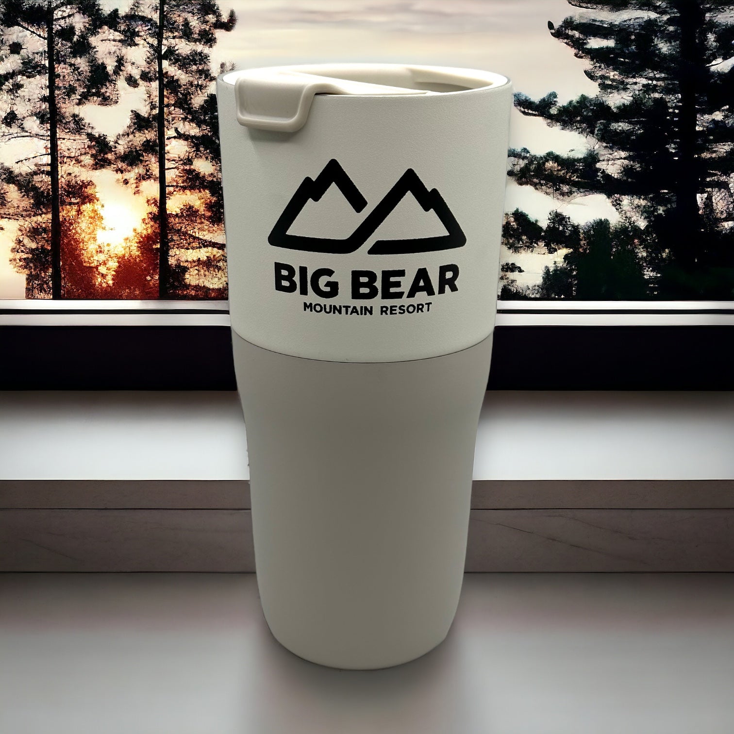 Big Bear Mountain Resort 26oz two tone Tumbler that is Vacuum sealed and Insulated with flip lid
