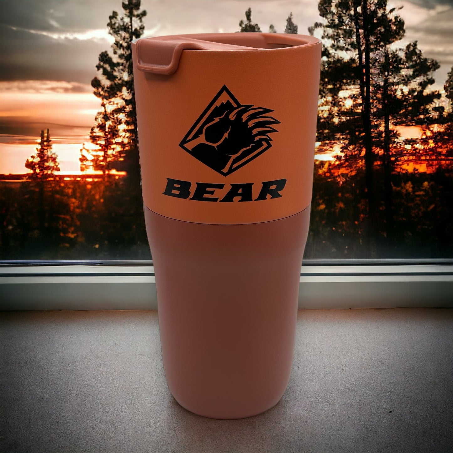 Bear Mountain 26oz two tone Tumbler that is Vacuum sealed and Insulated with flip lid
