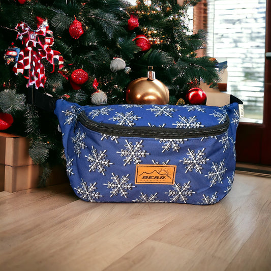 Bear Mountain blue fanny pack with snowflake design