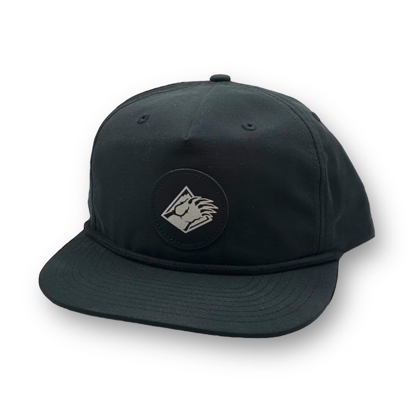 Black hat with rope on mid crown