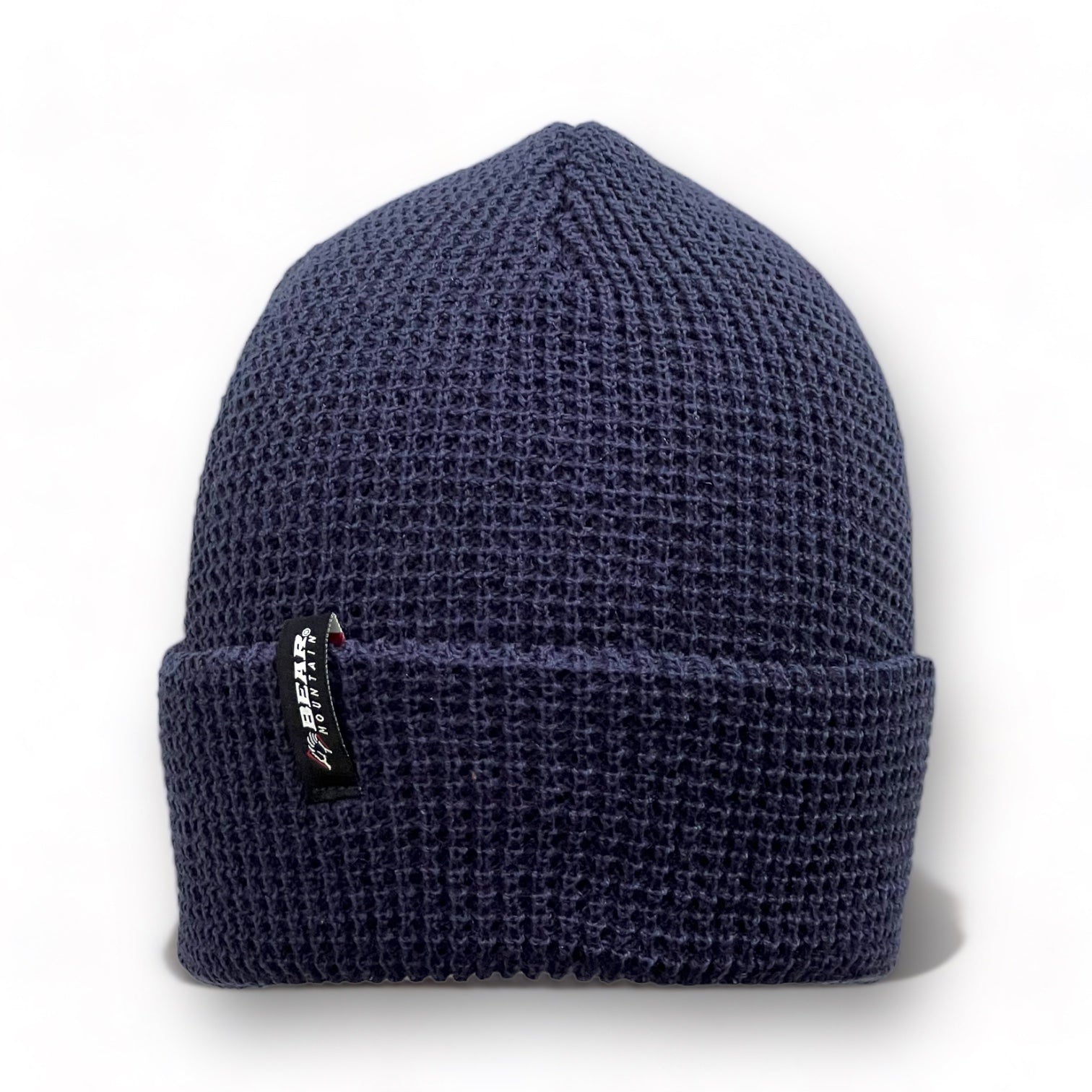Navy beanie with Bear Mountain tag
