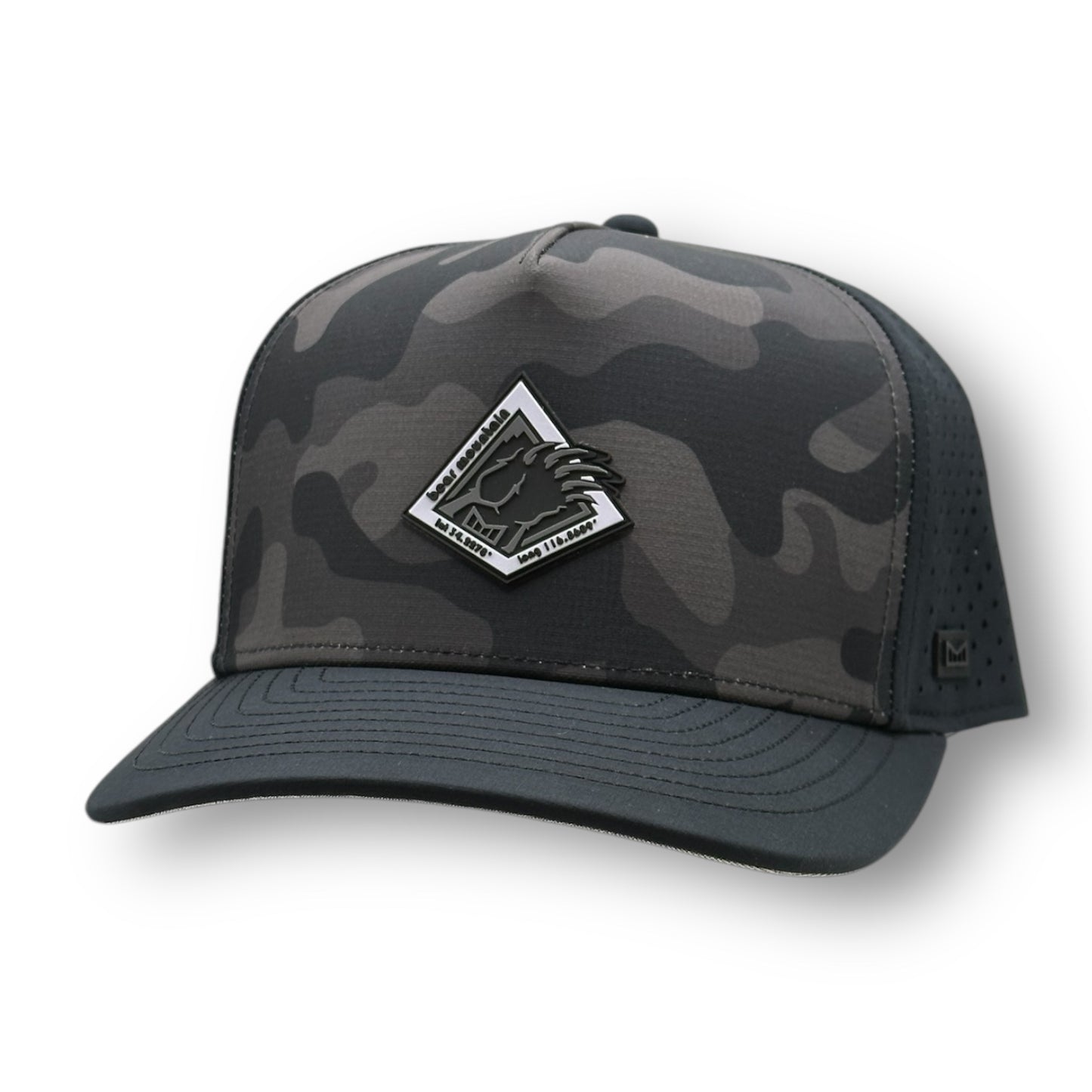 Camo colorway Odyssey Melin Hat and Bear Mountain claw logo.