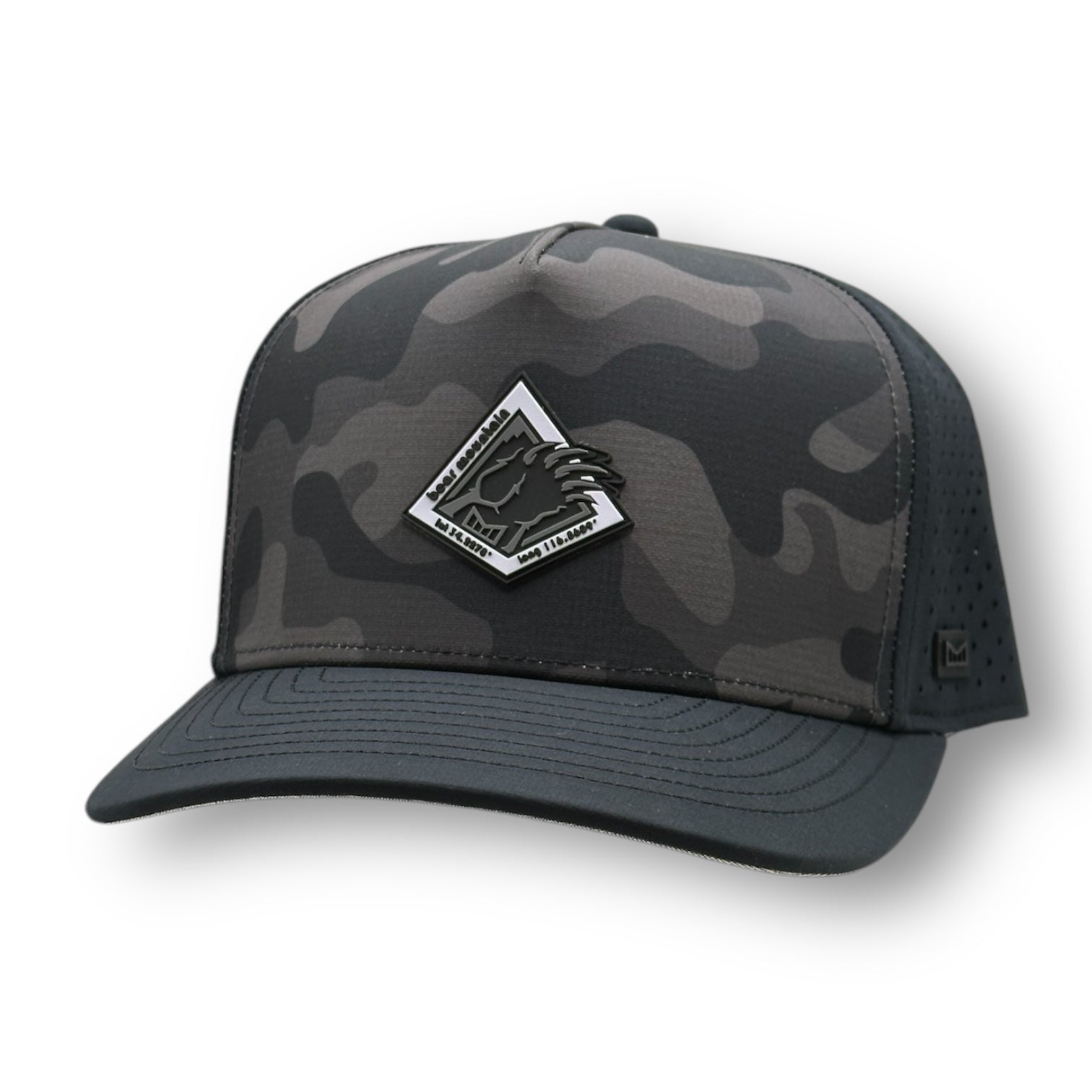 Camo colorway Odyssey Melin Hat and Bear Mountain claw logo.