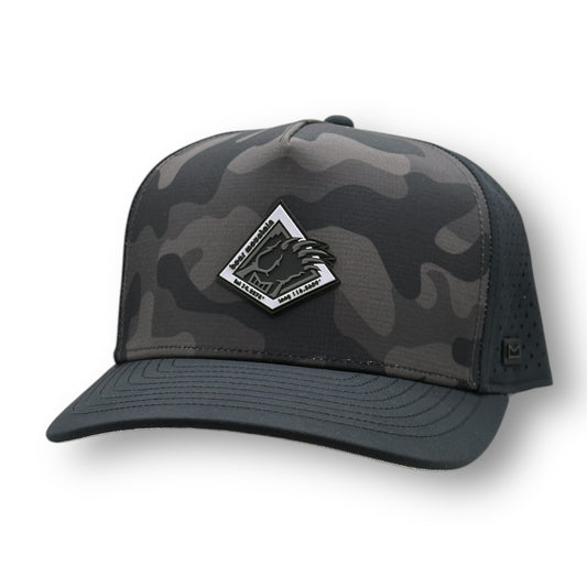 Camo colorway Odyssey Melin Hat and Bear Mountain claw logo.