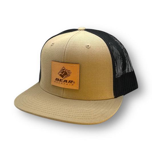 Flat Bill, Woven in Leather Bear Patch w/ Bear Mtn. Logo