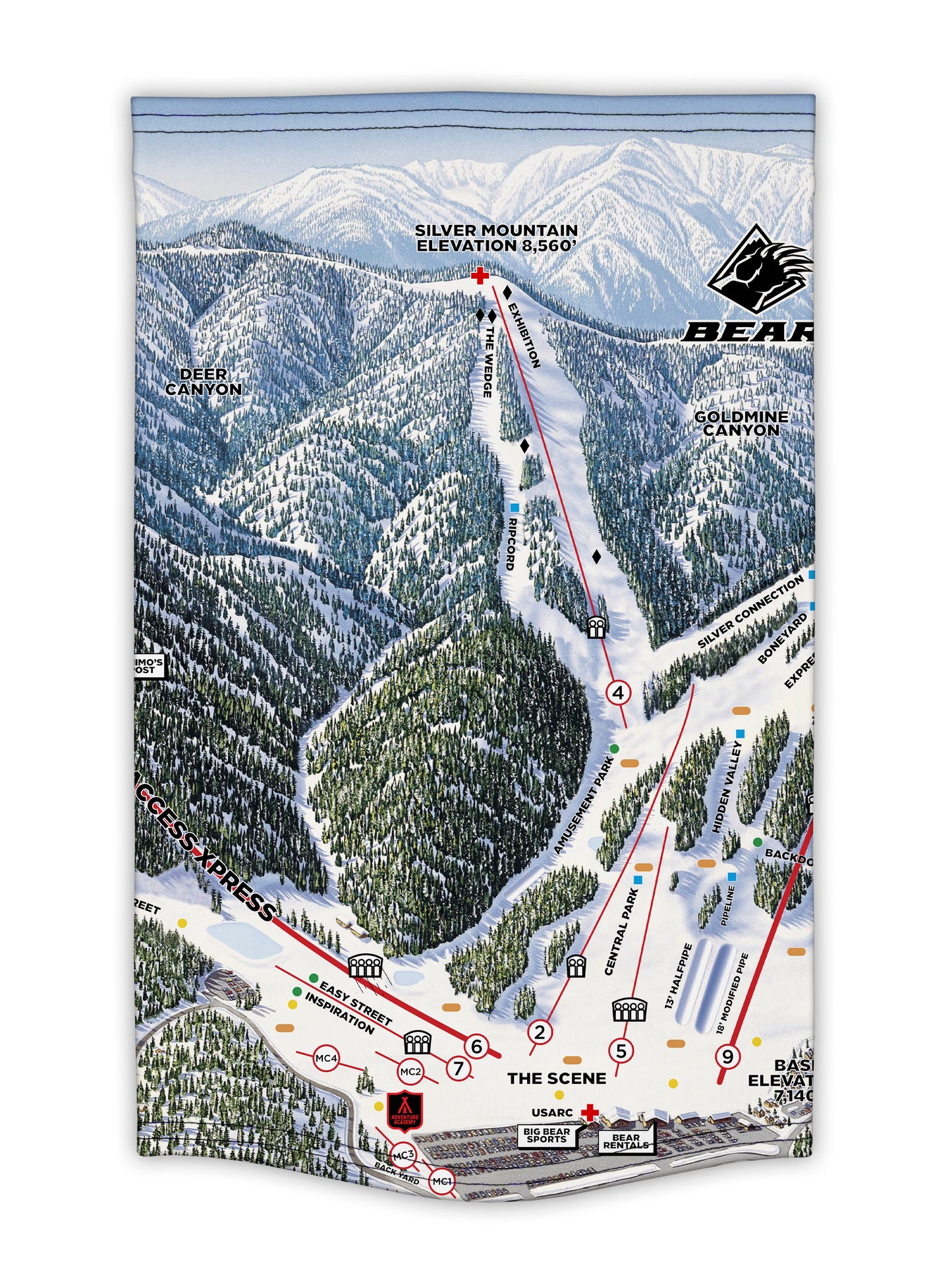 Bear Mountain Trail Map Neck Gaiter