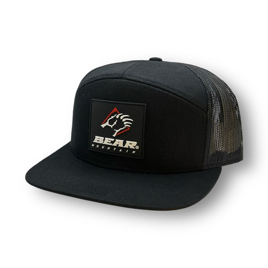 Black flat Bill, Sublimated rubber patch w/ core bear logo 