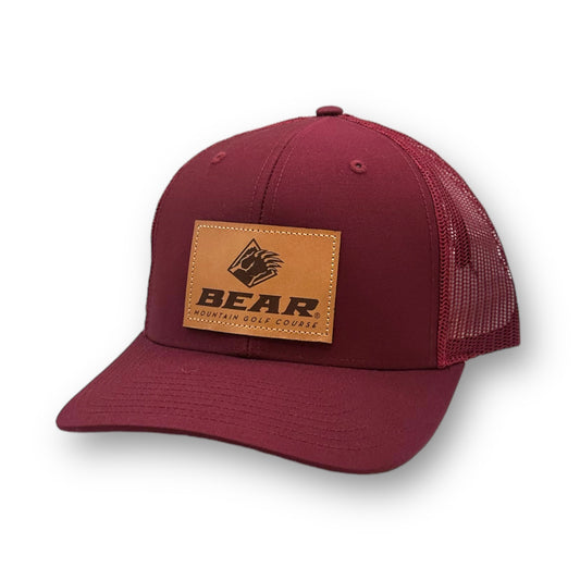 Cardinal trucker had with bear mountain logo on a leather patch on the front