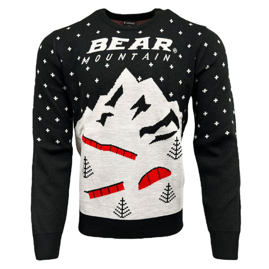 bear mountain park features ugly sweater in black red white