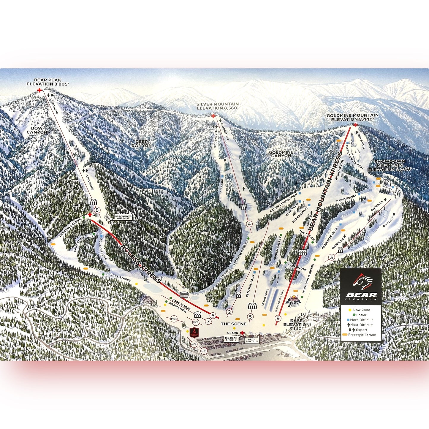 Bear Mountain winter trail maps poster