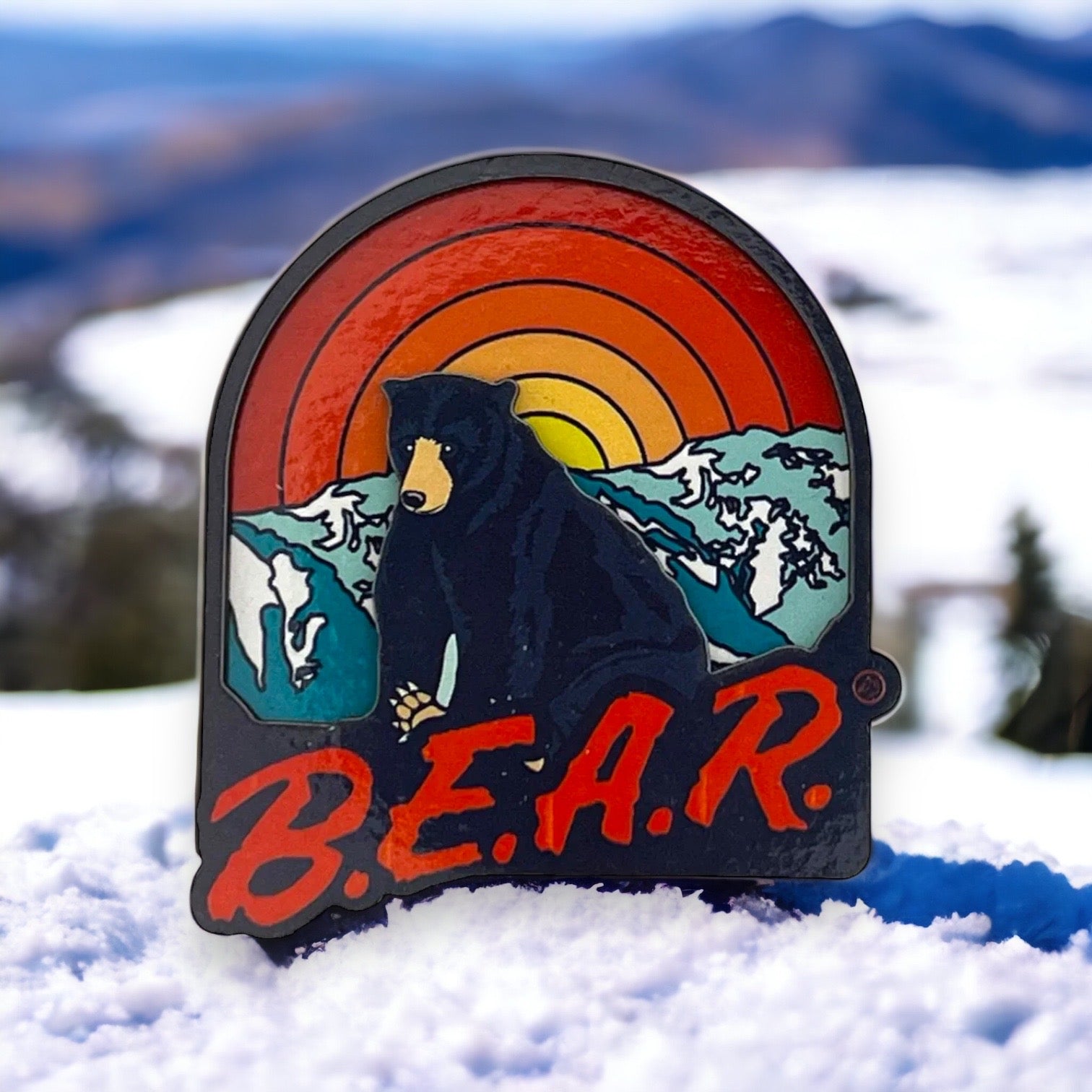Rainbow and a black bear with text overlap B.E.A.R.