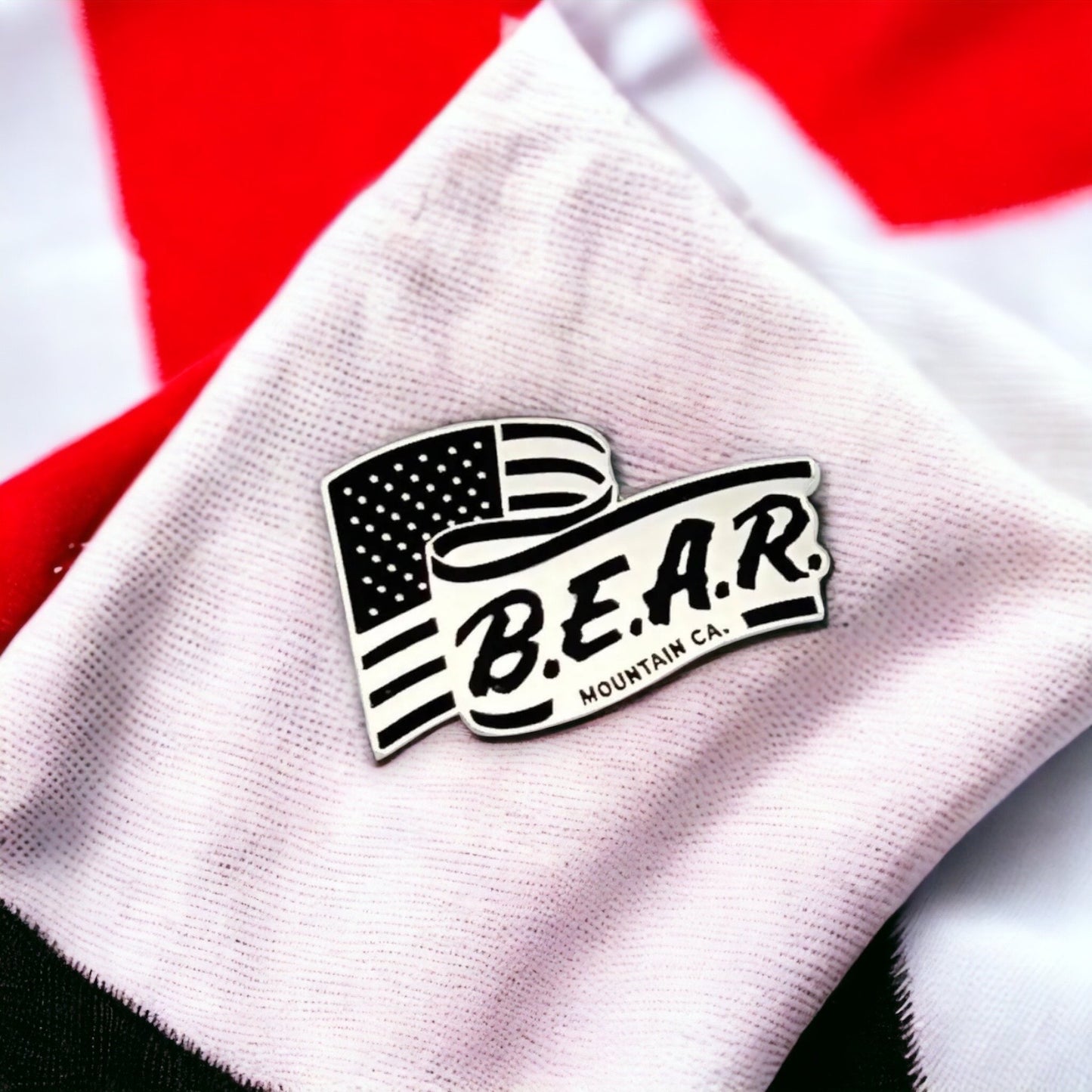 Black and white flag with BEAR on it