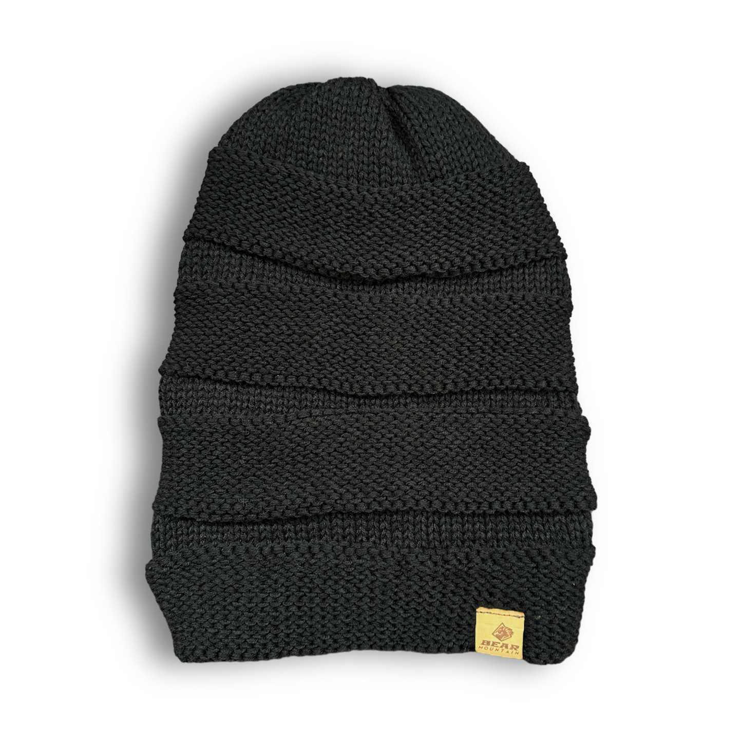 Bear mountain slouch beanie in black color with logo on bottom left corner