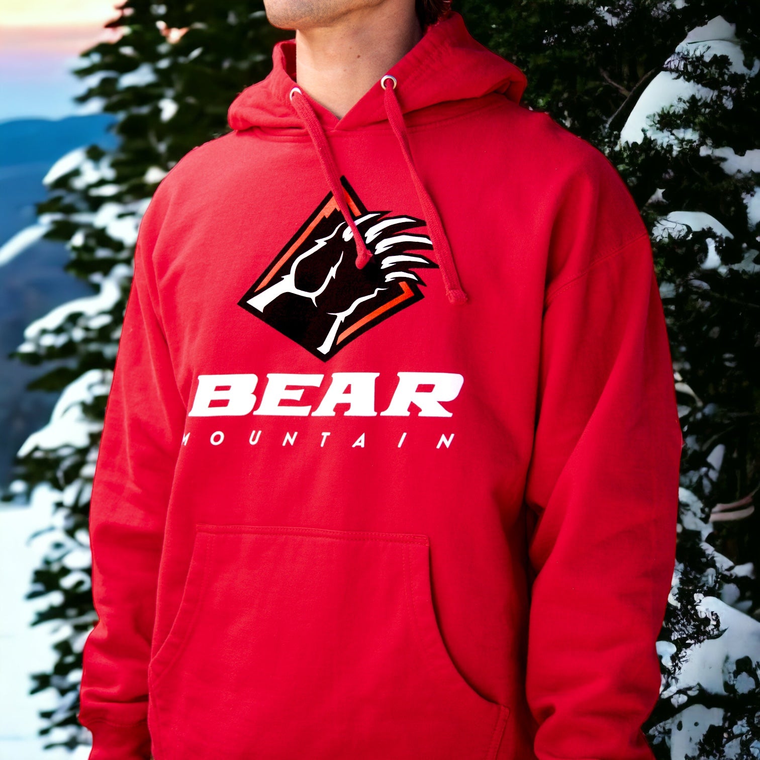 Bear Mountain bear claw logo wear hoodie in red
