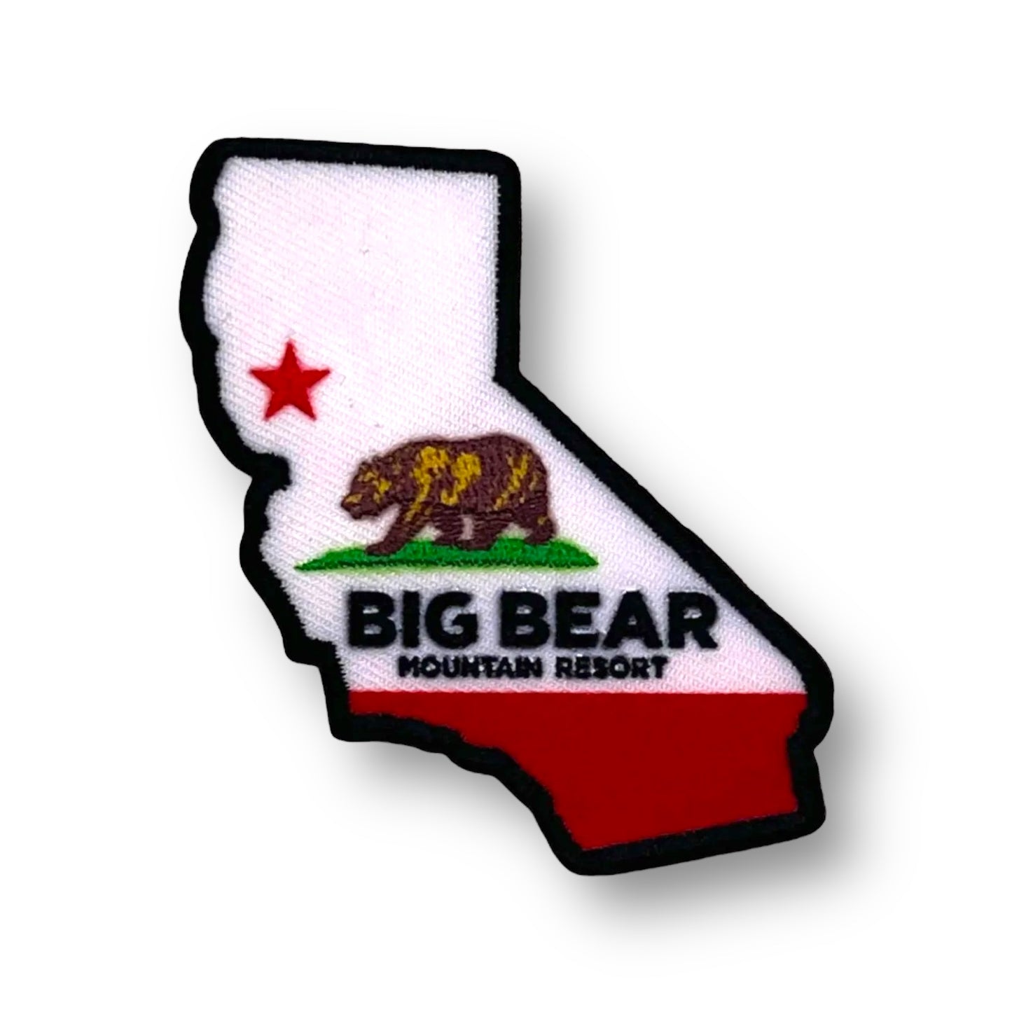 california shaped patch with california bear on it