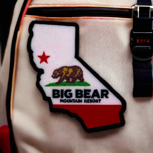 california shaped patch with california bear on it