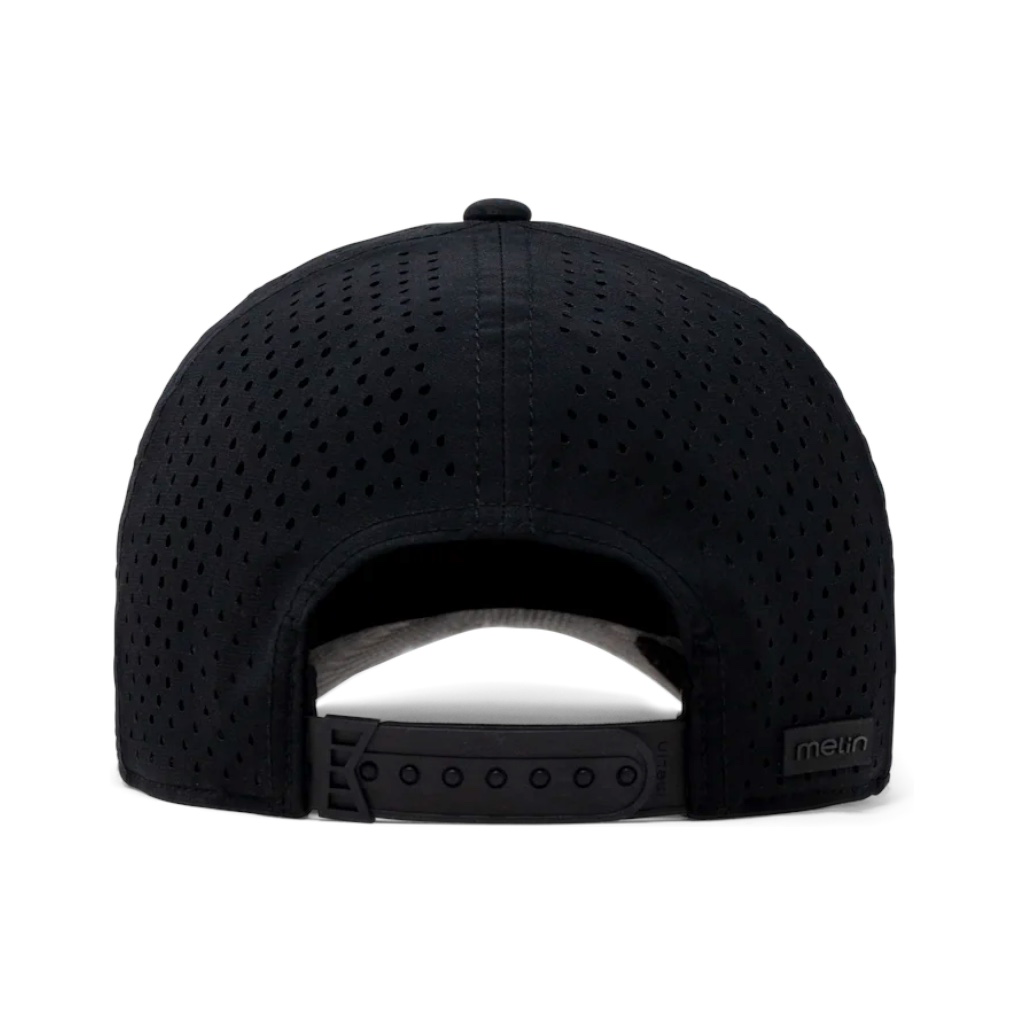 Back view of the curved Melin snapback black hat