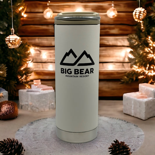Klean Kanteen stainless steel and khaki colorinsulated water bottle with Big Bear Mountain Resort logo