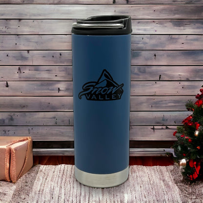 Dark blue Klean Kanteen stainless steel water bottle with twist off lid