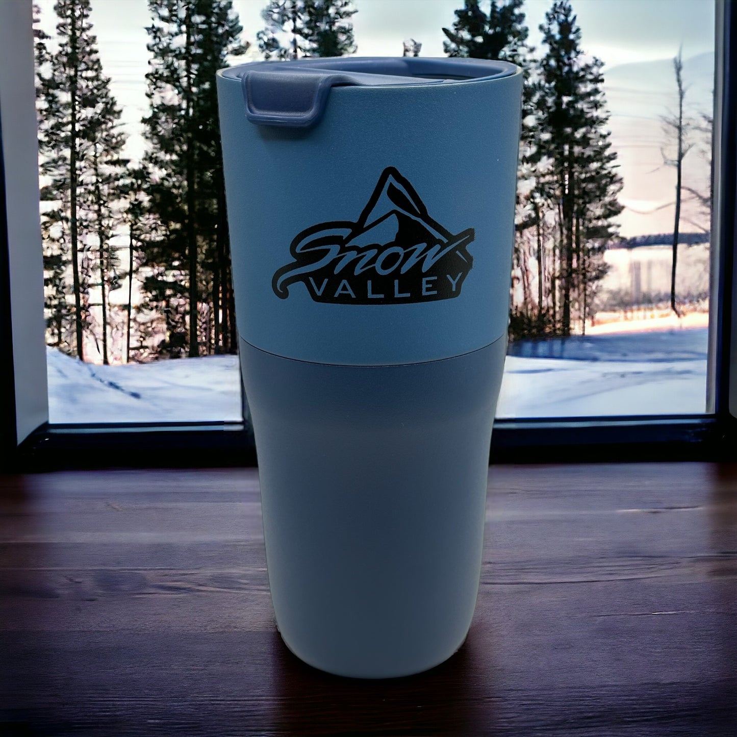 Snow Valley 26oz two tone Tumbler that is Vacuum sealed and Insulated with flip lid