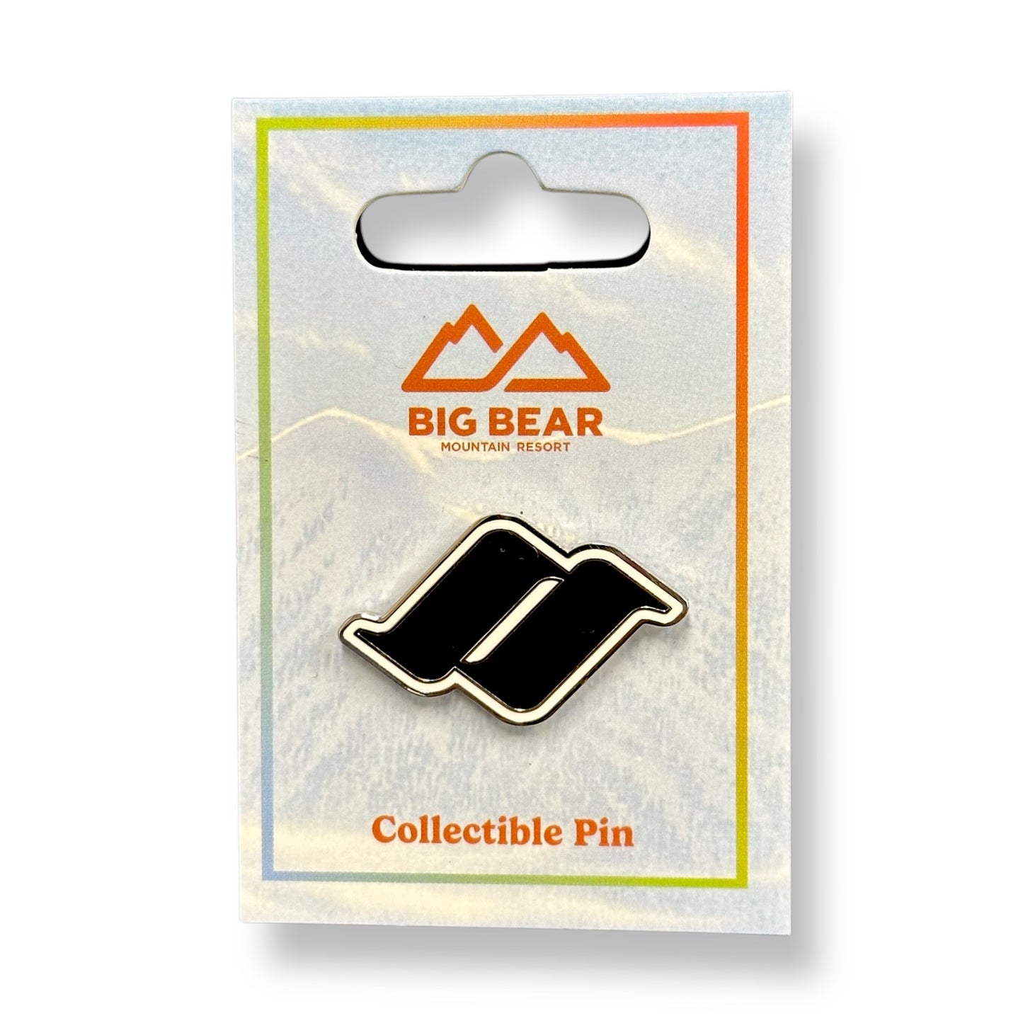 Collectible Snow Summit double s only logo pin in black and white.
