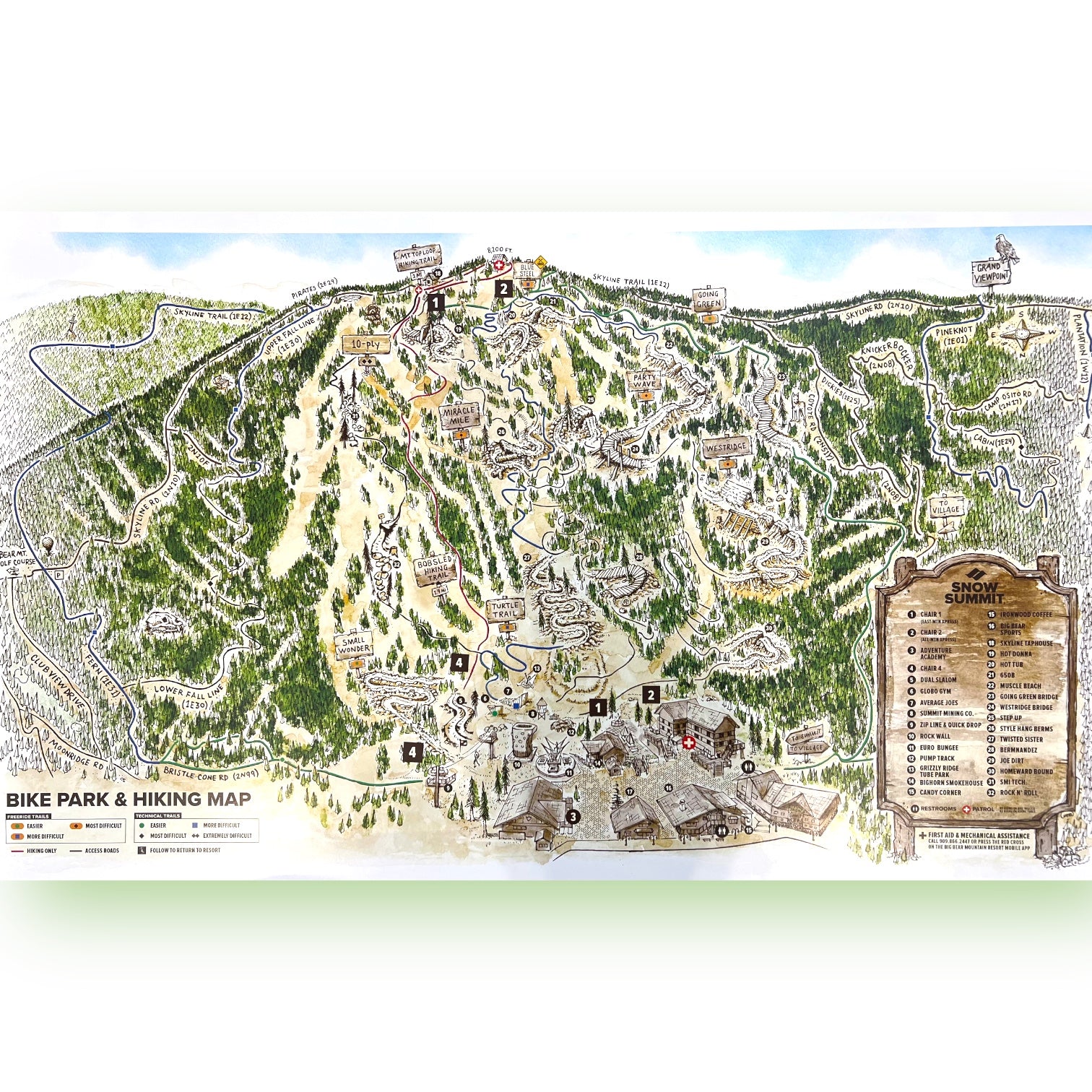 Snow summit summer trails map poster