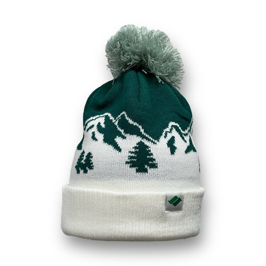 Green and White with mountain scape. Snow Summit tag on the left corner.