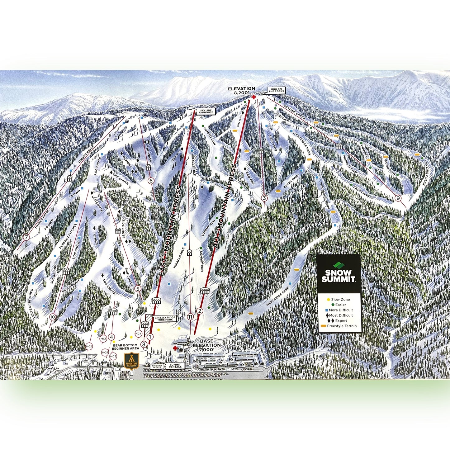 Snow Summit winter trails poster