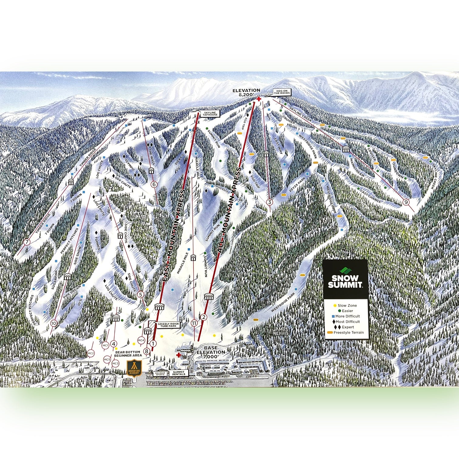 Snow Summit winter trails poster