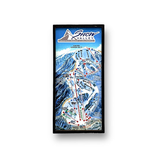 Snow Valley winter trail map on a magnet