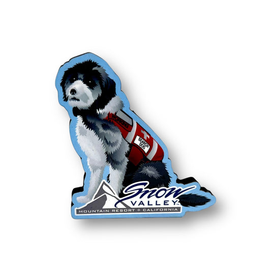 Snow valley patrol dog magnet with snow valley logo 